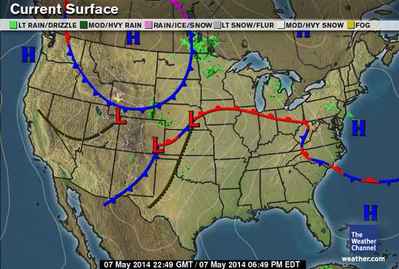 cold front weather map